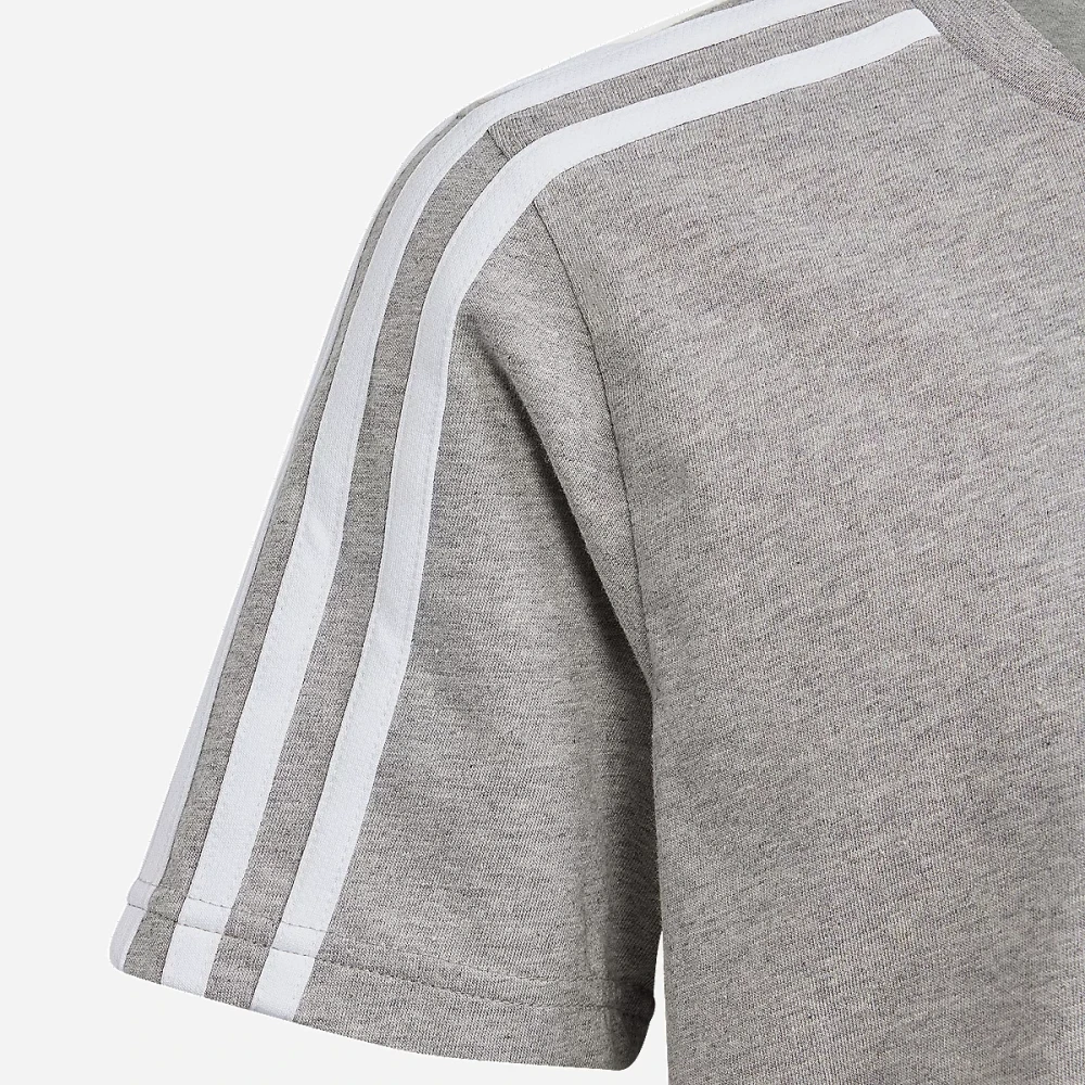 Tee-shirt à manches courtes coton à 3 bandes Essentials Gris