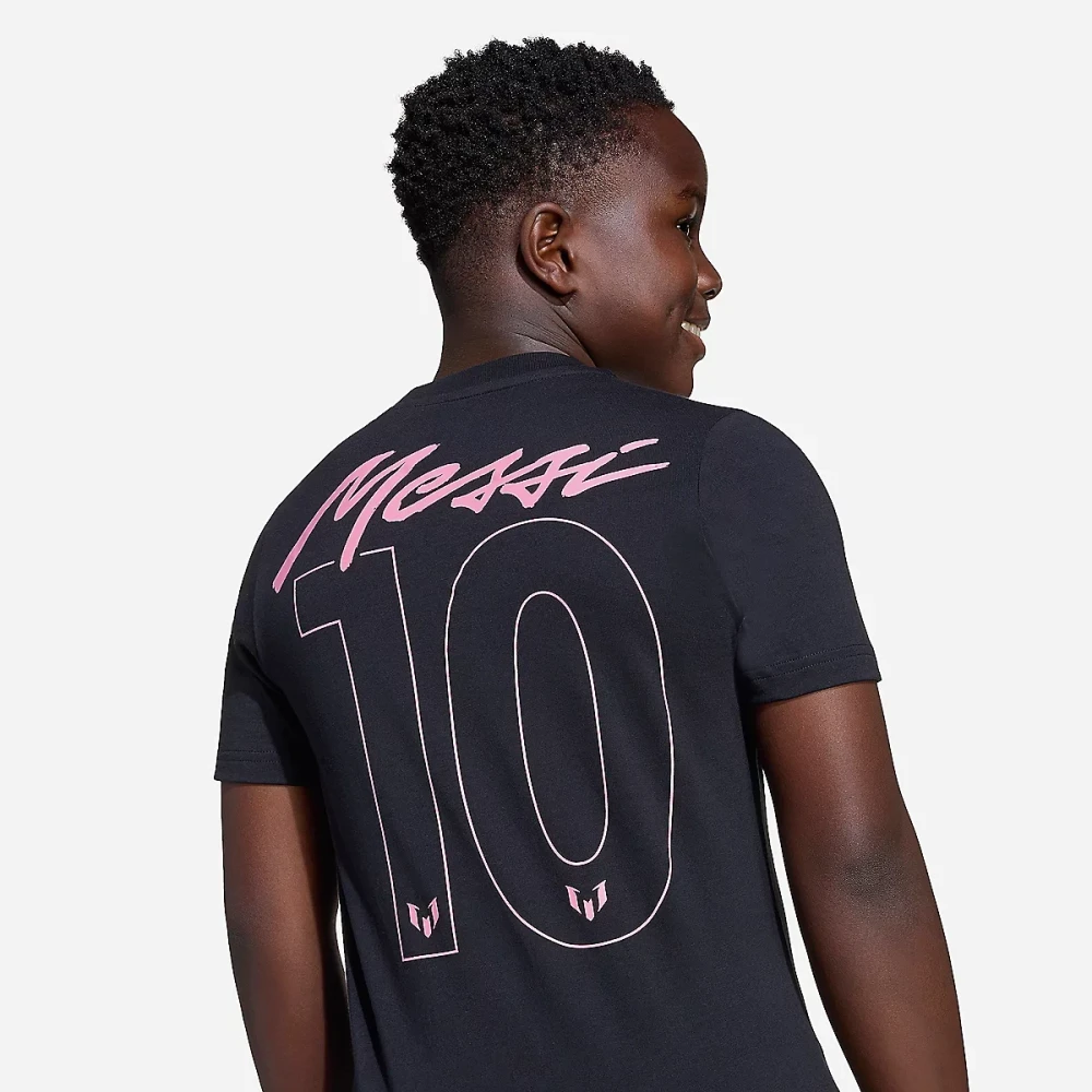 Tee-shirt de football homme graphique nom et numéro de Messi Noir